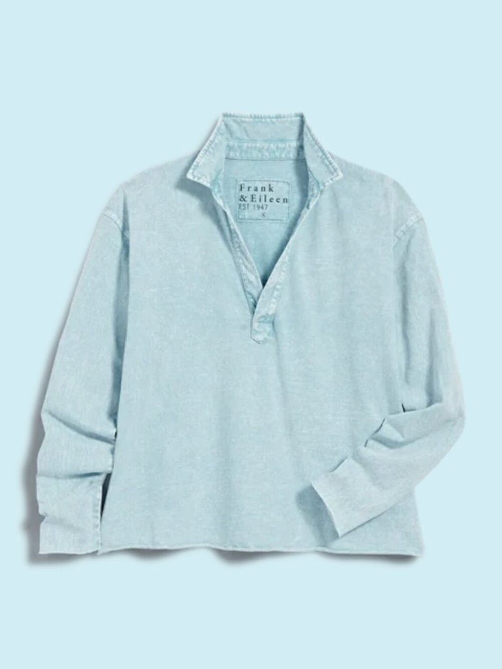 Frank & Eileen Patrick Popover Henley Jersey Medium Light Green Preppy Coastal